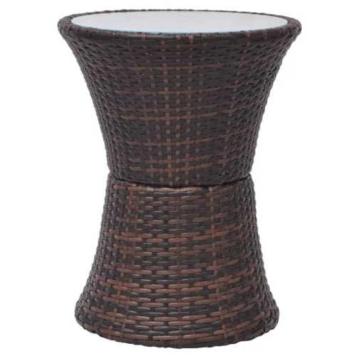  3 darabos barna polyrattan bisztrószett párnákkal