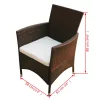  9-részes barna kültéri polyrattan étkezőszett párnákkal