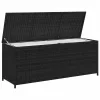  fekete polyrattan kerti tárolóláda 150 x 50 x 60 cm