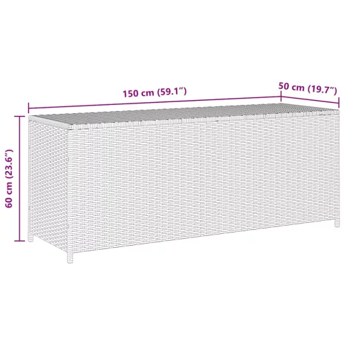  fekete polyrattan kerti tárolóláda 150 x 50 x 60 cm