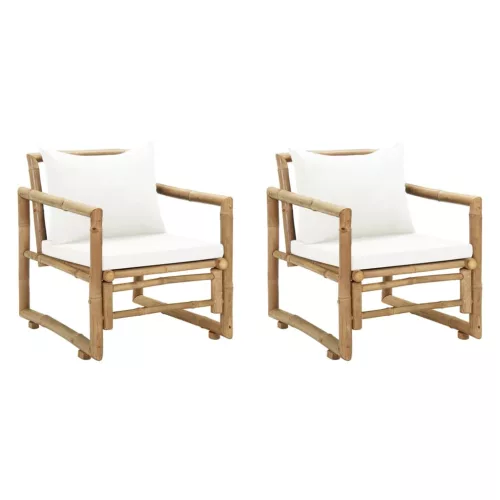 vidaL 2 db bambusz kerti szék hát- és ülőpárnával