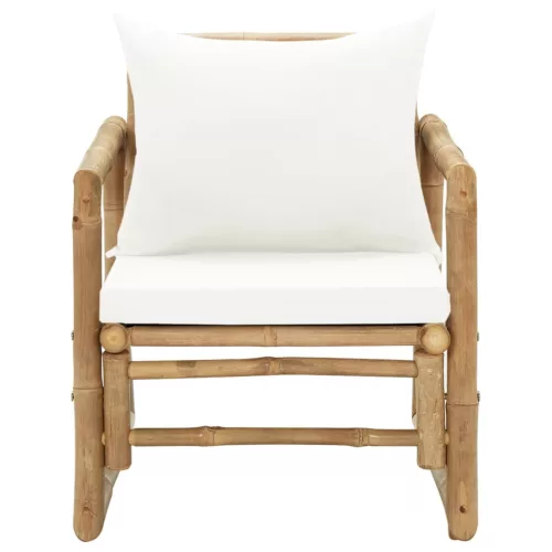 vidaL 2 db bambusz kerti szék hát- és ülőpárnával