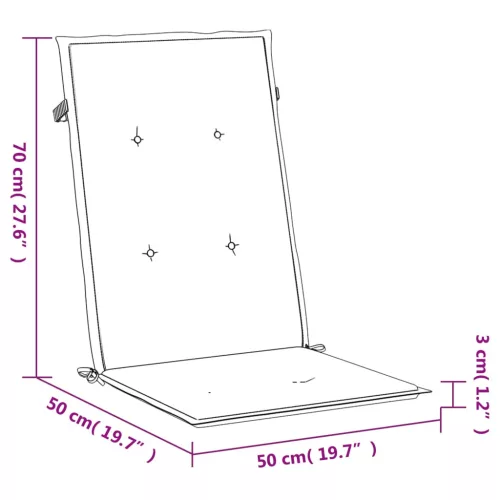 4 db szürke szövet kerti magas háttámlájú székpárna 120x50x3 cm