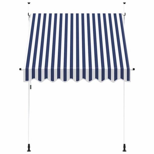  kézzel feltekerhető napellenző kék-fehér csíkokkal 200 cm
