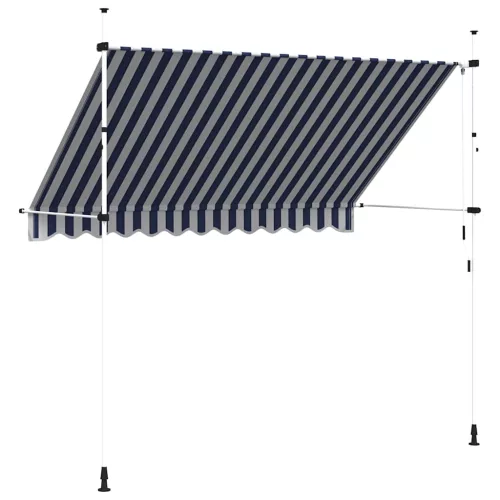 kézzel feltekerhető napellenző kék-fehér csíkokkal 300 cm