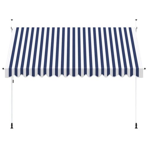  kézzel feltekerhető napellenző kék-fehér csíkokkal 350 cm