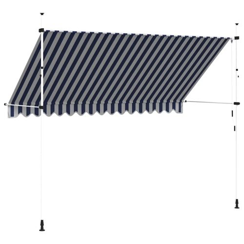  kézzel feltekerhető napellenző kék-fehér csíkokkal 350 cm