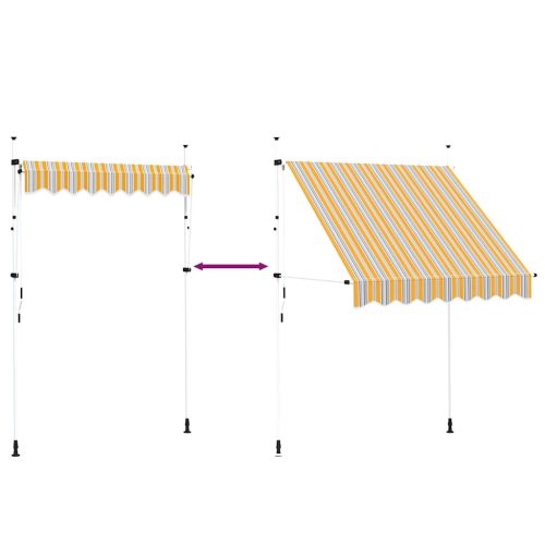  kézzel feltekerhető napellenző kék-sárga csíkokkal 200 cm