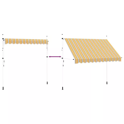  kézzel feltekerhető napellenző kék-sárga csíkokkal 300 cm