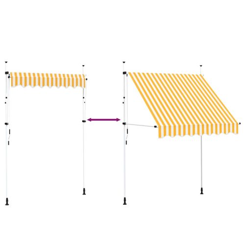  narancssárga-fehér csíkos kézzel feltekerhető napellenző 200 cm