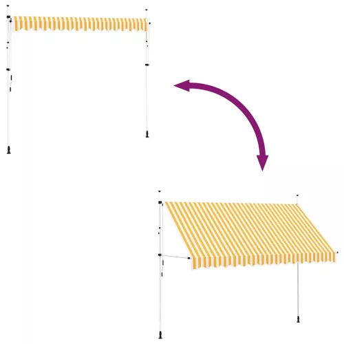  narancssárga-fehér csíkos kézzel feltekerhető napellenző 350 cm