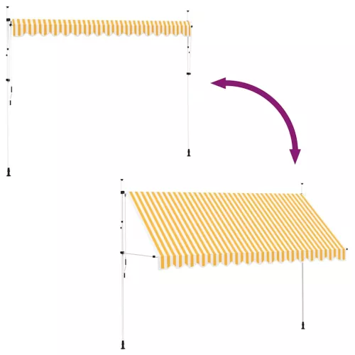  narancssárga-fehér csíkos kézzel feltekerhető napellenző 400 cm