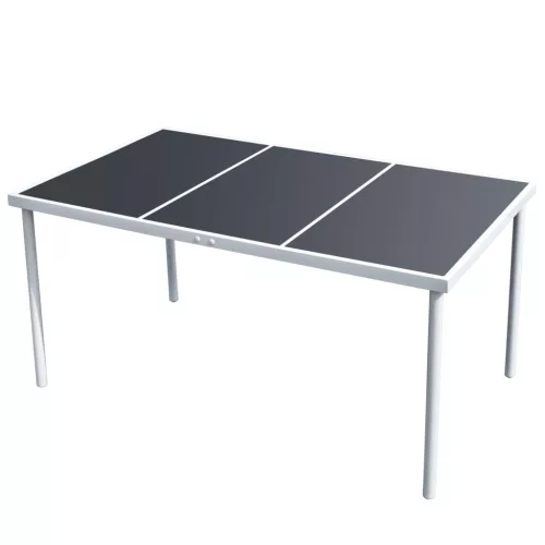  fekete acél kerti asztal 150 x 90 x 74 cm