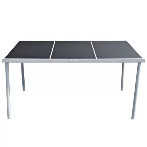  fekete acél kerti asztal 150 x 90 x 74 cm