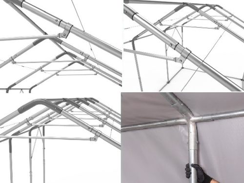 TP Vario 4x8m 3m oldalmagas raktársátor, bejárat típusa: standard