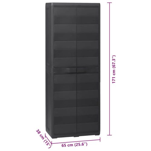  fekete kerti tárolószekrény 3 polccal