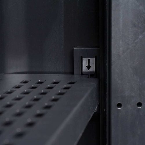  fekete és szürke kerti tárolószekrény 3 polccal