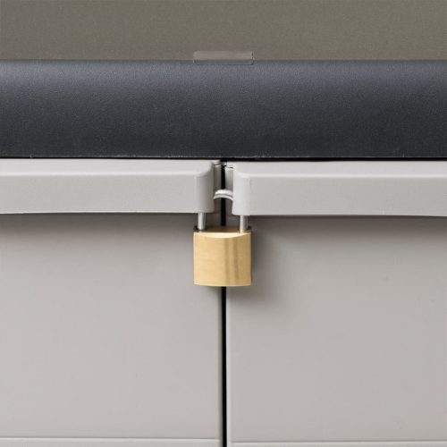  fekete és szürke kerti tárolószekrény 2 polccal