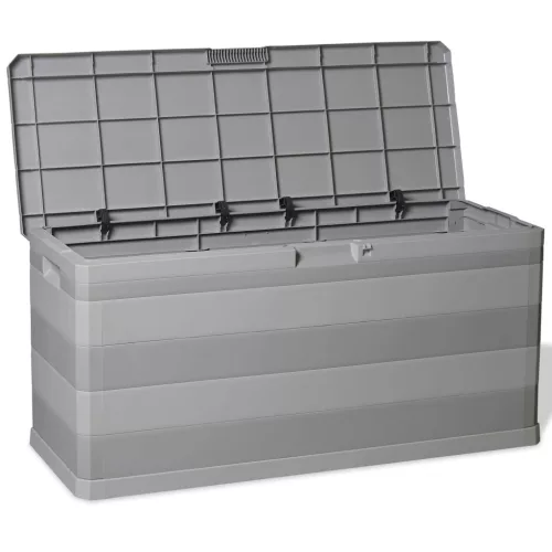  szürke kerti tárolóláda 117 x 45 x 56 cm