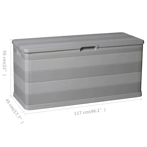  szürke kerti tárolóláda 117 x 45 x 56 cm