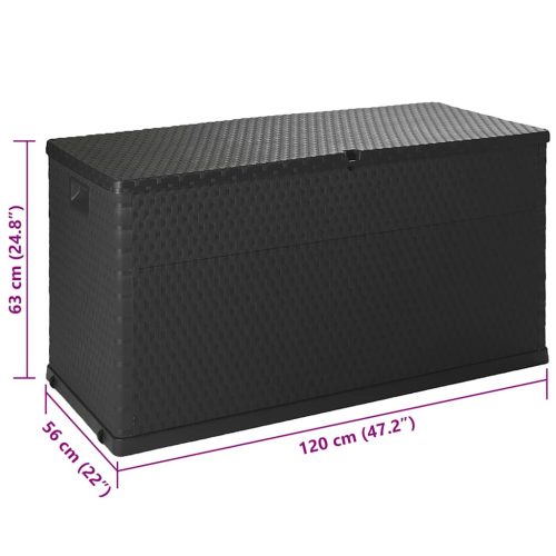  antracitszürke PP rattan kerti tárolóláda 120 x 56 x 63 cm