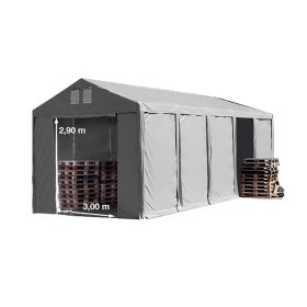   TP Vario 4x10m 3m oldalmagas raktársátor, bejárat típusa: standard