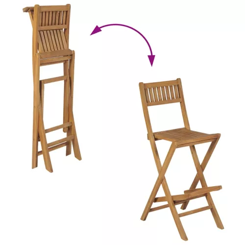  2 db összecsukható tömör tíkfa kültéri bárszék