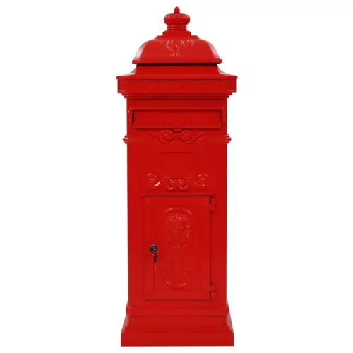  piros, vintage, rozsdamentes alumínium álló postaláda