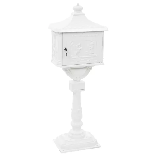  fehér, vintage stílusú, rozsdamentes alumínium álló postaláda