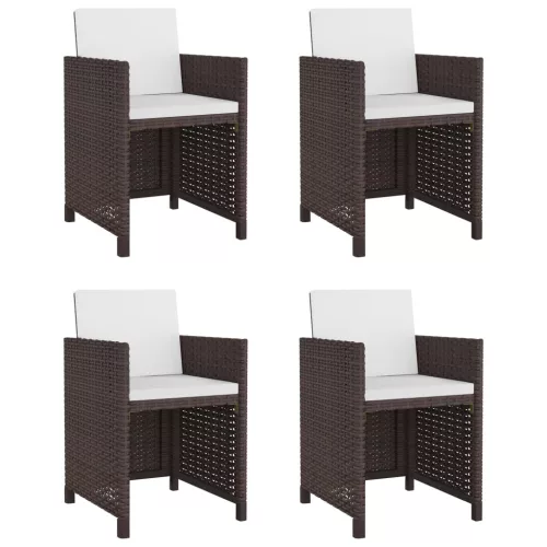  5-részes barna kültéri polyrattan étkezőszett párnákkal