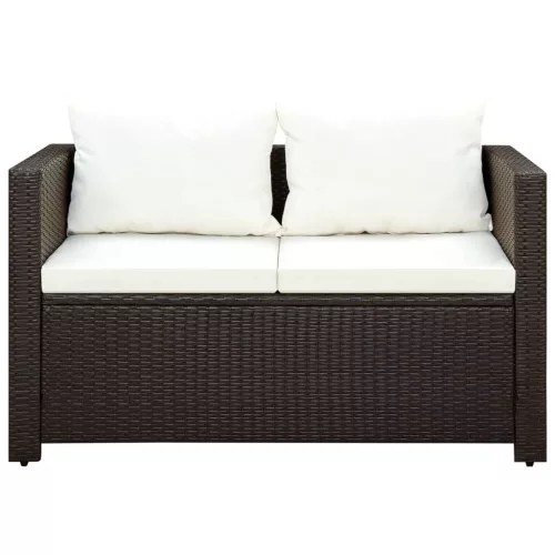  3 darabos barna polyrattan bisztrószett párnákkal