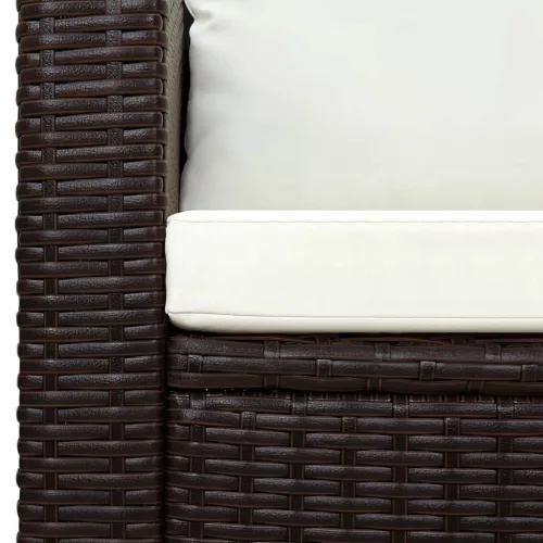 3 darabos barna polyrattan bisztrószett párnákkal