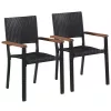  2 db fekete polyrattan kültéri szék