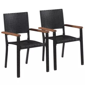  2 db fekete polyrattan kültéri szék