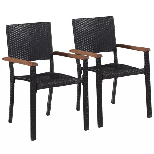  2 db fekete polyrattan kültéri szék