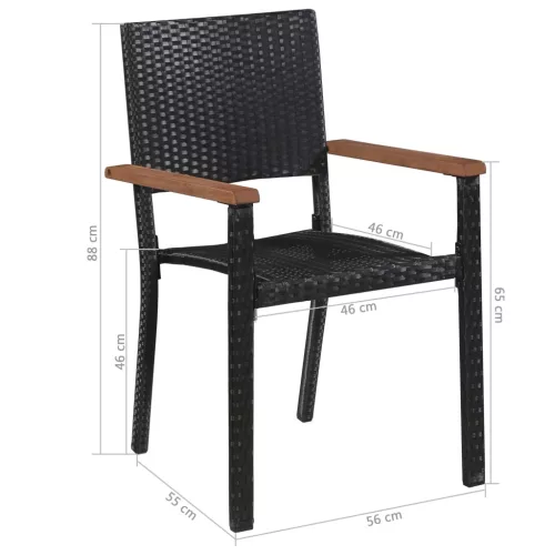  2 db fekete polyrattan kültéri szék