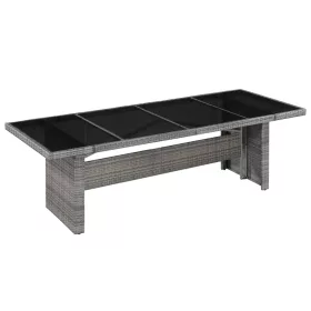  polyrattan és üveg kerti asztal 240 x 90 x 74 cm