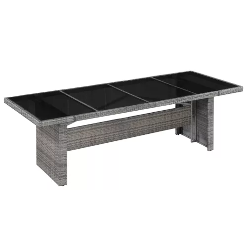  polyrattan és üveg kerti asztal 240 x 90 x 74 cm