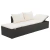  fekete polyrattan kerti ágy 195 x 60 cm