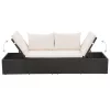  fekete polyrattan kerti ágy 195 x 60 cm