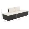  fekete polyrattan kerti ágy 195 x 60 cm