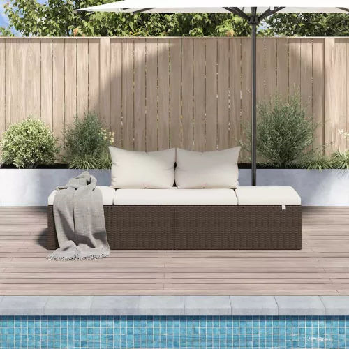  barna polyrattan kerti ágy 195 x 60 cm