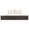  barna polyrattan kerti ágy 195 x 60 cm