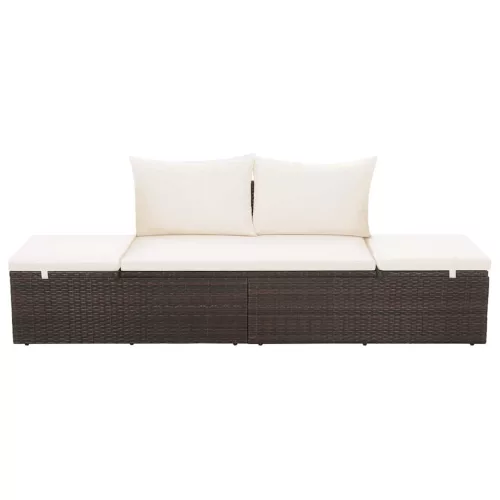  barna polyrattan kerti ágy 195 x 60 cm
