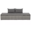  szürke polyrattan kerti ágy 195 x 60 cm