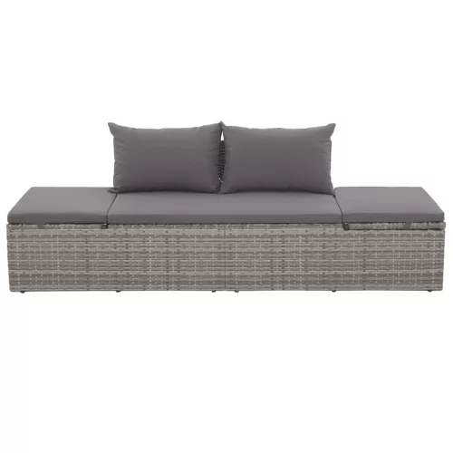  szürke polyrattan kerti ágy 195 x 60 cm