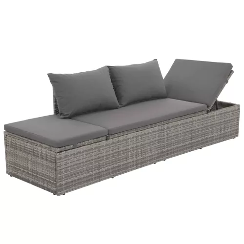 szürke polyrattan kerti ágy 195 x 60 cm