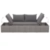  szürke polyrattan kerti ágy 195 x 60 cm