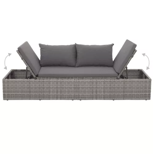  szürke polyrattan kerti ágy 195 x 60 cm