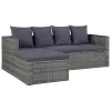  4-részes szürke polyrattan kerti bútorszett párnákkal